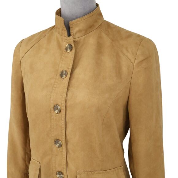 Coldwater Creek Jacket Womens 4 Rust Brown Microsuede Lined Blazer Button Up - Picture 9 of 16